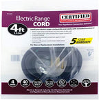 Certified Appliance Accessories 40-Amp Appliance Power Cord, 4 Prong Range Cord, 4 Wires with Eyelet Connectors, 4 Feet, Copper Wire