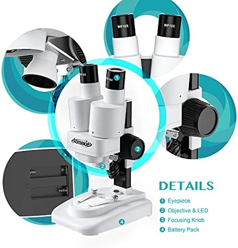 Aomekie® Microscope for Kids Students 20X 40X with 10Pcs Slides Insect Specimen Stereo Microscope for Kids with WF eyepieces LED Light Source Portable Stereoscope