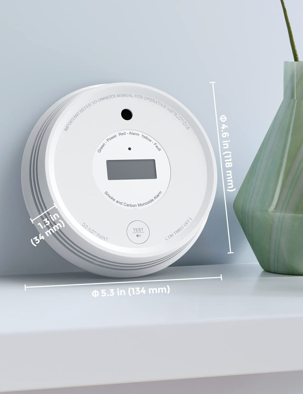 AEGISLINK Smoke Carbon Monoxide Detector, Interlinked Combination Smoke CO Alarm, Battery Powered, Wireless Interconnected, Digital Display, SC-RF220, 3-Pack