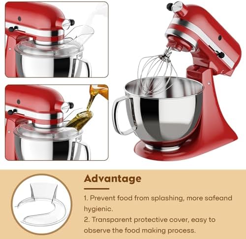 COFUN Pouring Shield for KitchenAid 4.5-5 Q Tilt-Head Stand Mixers, Fit Splash Guard for KitchenAid Mixer Bowl(Stainless Steel, Glass, Ceramic)- For Kitchen Aid Accessories and Attachments