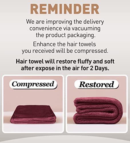 Hicober Microfiber Hair Towel, 3 Packs Hair Turbans for Wet Hair, Drying Hair Wrap Towels for Curly Hair Women Anti Frizz (Plum,Navy,Aqua Green)