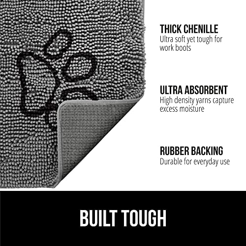 Gorilla Grip Soak Stopper Absorbent Indoor Chenille Doormat, 36x24, Muddy Dog Washable Mat, Quick Dry Soft Microfiber, Durable Rubber Backing, Absorbs Water and Moisture, Door Mat for Entry, Gray