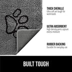Gorilla Grip Soak Stopper Absorbent Indoor Chenille Doormat, 36x24, Muddy Dog Washable Mat, Quick Dry Soft Microfiber, Durable Rubber Backing, Absorbs Water and Moisture, Door Mat for Entry, Gray