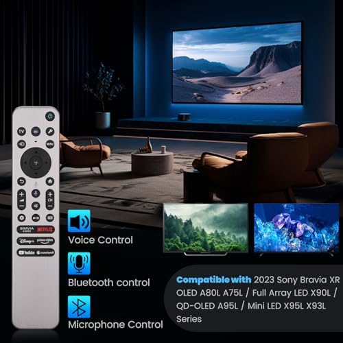 RMF-TX910U Backlit TV Remote for Sony TV/Sony Bravia TV Voice Remote, RMF-TX910U Replacement Remote for Sony BRAVIA XR/KD/XR Series X77L A95L X95L X93L A80L X90L A75L etc, 1 Year Full Warranty, 1Pack