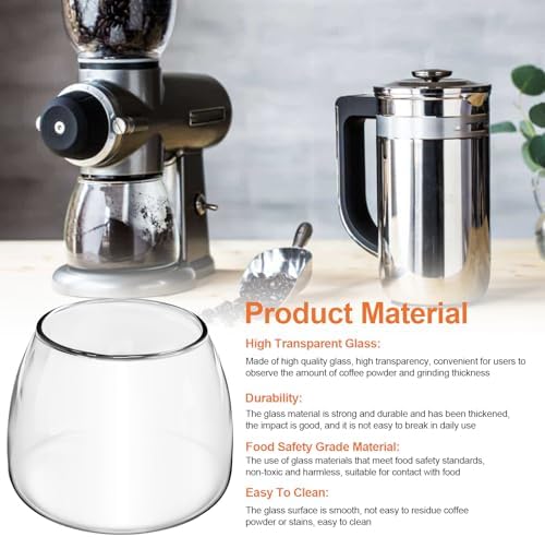 7 OZ Burr Coffee Glass Grinder Jar Replacement KPCGRND Replaces 4176728 - Compatible with Kitchenaid Burr Coffee Grinder Carafe Maker KCG0702OB/KPCG100PMO/KCG0702CU/KCG844OB