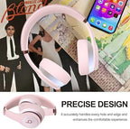 【3 in 1】 Silicone Case for Beats Solo 4 Headphones, Protective Silicone Covers for Beats Solo 4 Shell/Ear Pad/Headband Cover, Accessories Silicone Skin Protector for Beats Solo 4 - Pink