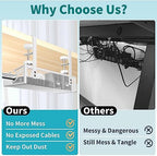 Under Desk Cable Tray White, No Drill Cable Organizer with Clamp for Wire Management, PC Cord Organizer & Workspace Accessories for Office, Home