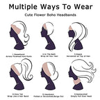 Boho Headbands For Women Fashion Stretch Wide Hair Bands Knoted Turban Head Bands Yoga Running Sweatband Elastic Headband Stylish Wrap Headbands Hair Accessories for Teen Girls 4 Pack