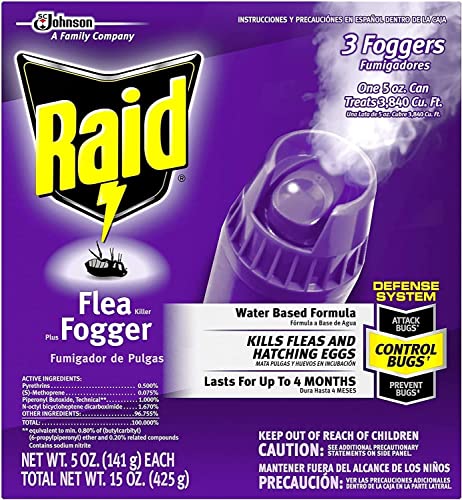 Raid Flea Flogger Plus Killer, Kills Fleas and Hatching Eggs 3 Count (Pack of 4)