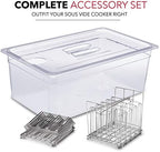 Large Sous Vide Container with Lid and Racks Kit | Sous Vide Accessories | Väeske Large Sous Vide Container with Lid and 2 Racks | Sous Vide Accessories | Compatible with Anova, Anova Nano, Joule, Instant Pot, Sous Vide Cookers (26 QT, Container/Racks)