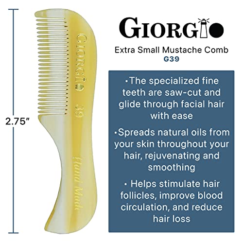 Giorgio G39 Extra Small Men's Fine Toothed Beard and Mustache Comb for Facial Hair Grooming and Styling. Add this pocket comb to your hair styling accessories, Saw-Cut and Hand Polished (2.75")