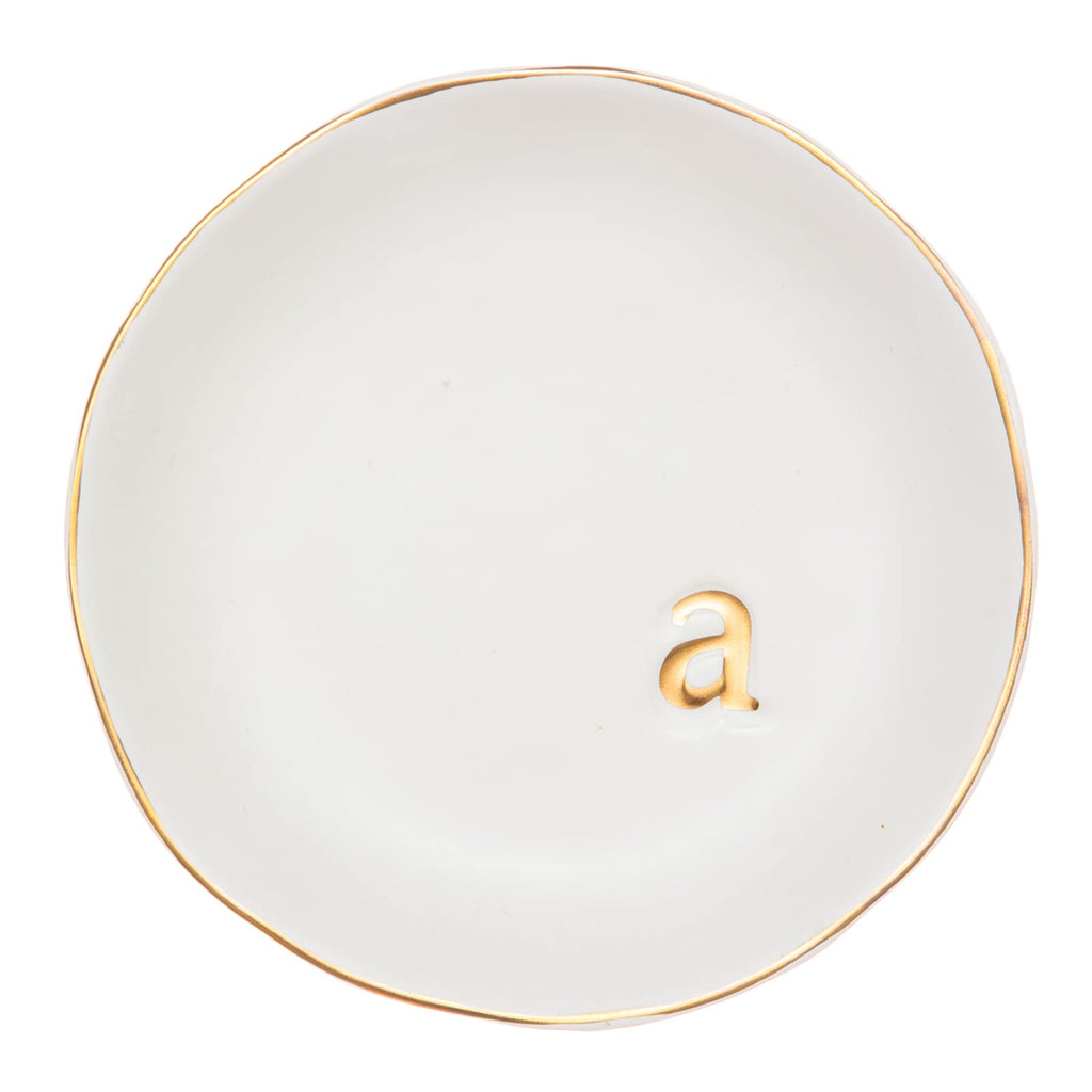 COLLECTIVE HOME - Ceramic Jewelry Tray, Decorative Trinket Dish for Rings Earrings Necklaces Bracelet Watch Keys, Birthday Mother's Day for Women, 4.75", White Surface (A)