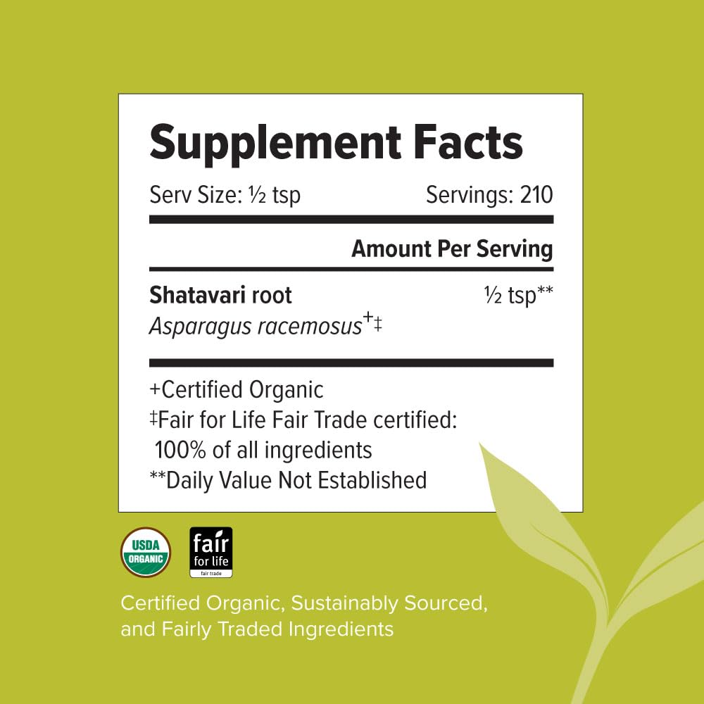 Banyan Botanicals Organic Shatavari Powder – Asparagus racemosus – Ayurvedic Herb for Vata & Pitta, Balanced Female Hormones, Energy, Vitality & More* – 1lb. ­– Non-GMO Sustainably Sourced Vegan FFL