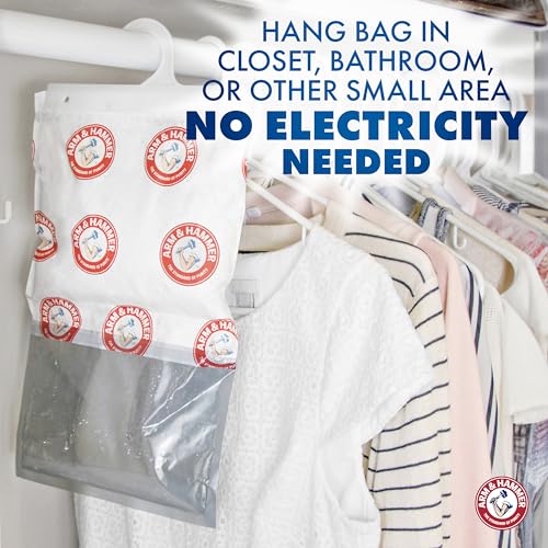 Arm & Hammer Hanging Moisture Absorber and Odor Eliminator, 16.1 oz., 6 Pack, Fragrance Free, Moisture Absorbers for Closet and Small Rooms, Long-Lasting Freshness