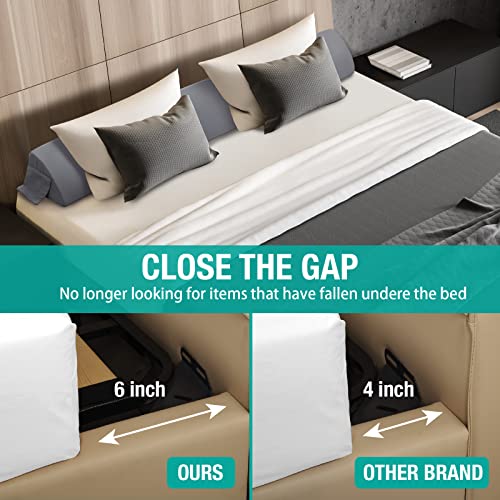 Vekkia King Bed Wedge Pillow for Headboard Gap/Mattress Gap Filler/Headboard Pillow/Bed Gap Filler,Close Gap(0-6") Between Mattress and Headboard,Stop Loosing Your Pillows,Phone(Gray 76"x10"x6")