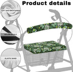 LedBack Saint Patrick's Day Walker Accessories Comfy Walker Seat and Backrest Covers Green Hearted Decorations Soft Dust Cover for Seniors in Assisted Living 2 Piece Walker Seat Cover Set
