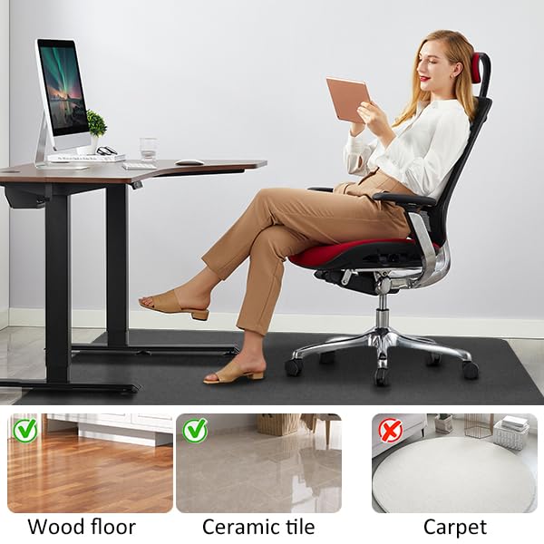 Office Chair Mat for Hardwood Floor&Tile,55"x35" Anti-Slip Desk Chair Mat,Low-Pile Mat,Multi-Purpose Hardwood Floor Protector for Office,Home (Grey, 35 * 55IN)