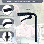 Wheelchair Handle Extenders, (400lbs Weight Capacity) Adjustable Wheel Chair Accessories Adults - Stroller Handle Extender, Extendable Handle for Wheelchair, Rallator & Stroller (with Brake)