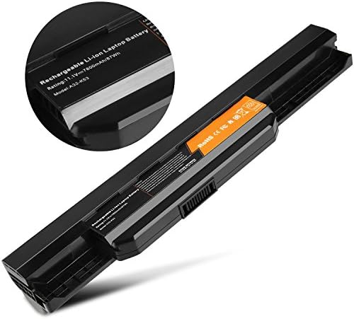 87Wh/7800mAh Laptop Battery Replacement for Asus A53E A32-K53 A42-K53 A45 A53S A43S A53Z A83 A84 K43 K43BY K43E K43S K43T K53 K53E K53T K54 A54C K53SV K84 X43 X44 X53E X53U - High Performance 9 Cells