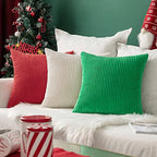MIULEE Pack of 2 Corduroy Pillow Covers Soft Soild Cushion Cases Decorative Square Christmas Throw Pillow Covers Cream White Pillowcases for Sofa Bedroom Car 20 x 20 Inch 50 x 50 Cm