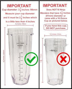 Blendin 32 Ounce Cup with Sip N Seal To Go Lids - Extra Large Replacement Jar Compaible with Nutri Ninja Auto-iQ 1000W and Duo Blenders - Premium Blender Cups Replacement (2 Pack)