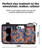 ISSYZONE Wheelchair Side Bag, Walker Pouch Bag with Cup Holder, Wheelchair Armrest Accessories for Walker, Rollator, Electric Scooter Wheelchairs, Ideal Gift for Mother's Day & Father's Day (Orange)