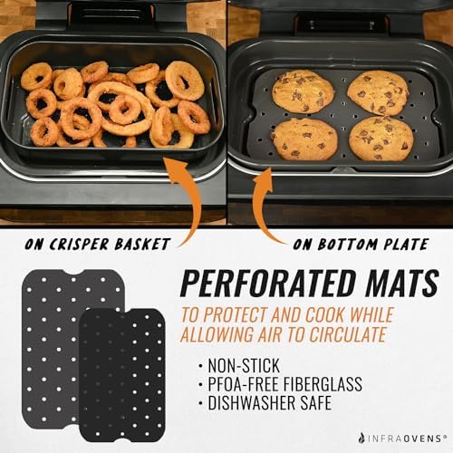 Reusable Liner Accessories for Ninja FG551 Foodi Smart XL 6-in-1 Indoor Grill Air Fryer, Crisper Basket Bottom Plate Nonstick Sheets, Replacement for Parchment Paper, Dishwasher Safe by INFRAOVENS