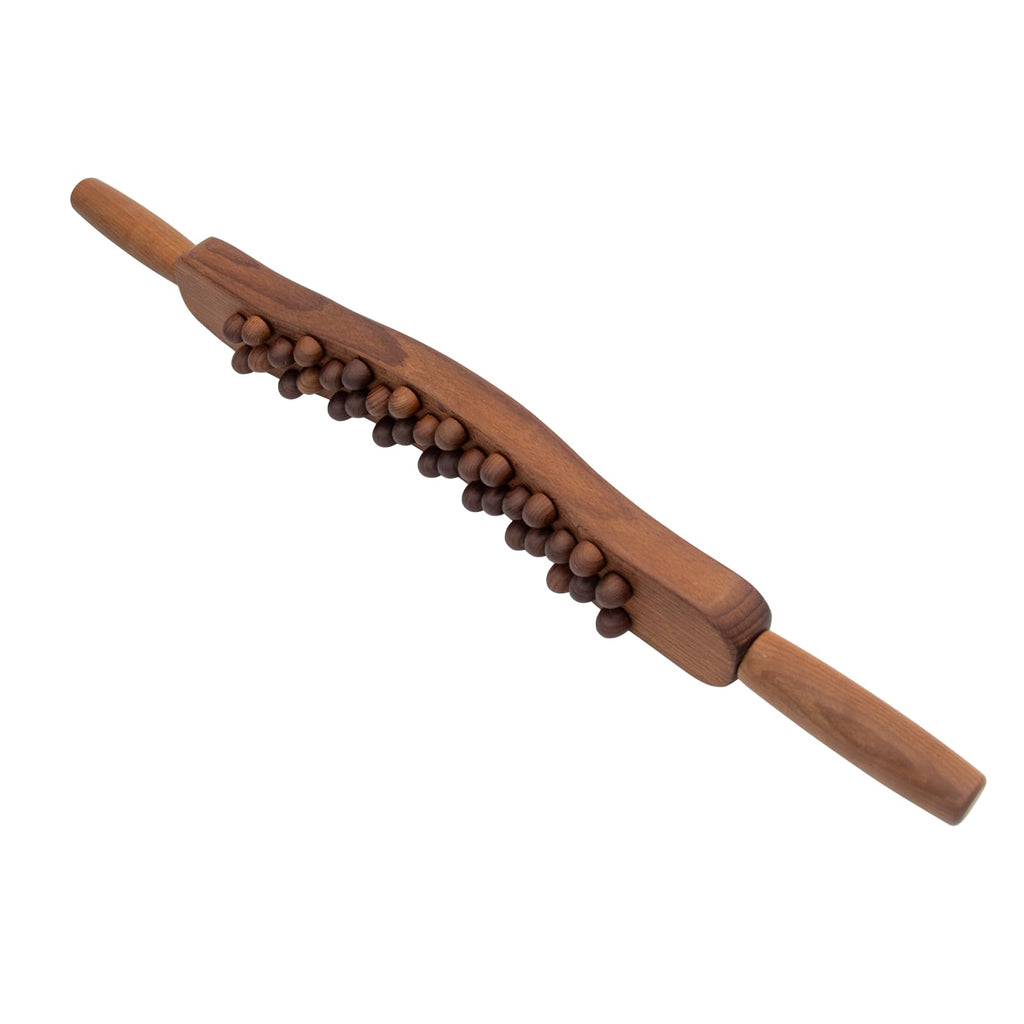 Goodtar Guasha Wood Stick Tools Wooden Therapy Scraping Lymphatic Drainage Massager, Double Row 34 Beads Point Treatment Gua Sha Tools for Back Leg (34 Beads)