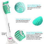 Toptheway Replacement Brush Heads Compatible with Sonicare E-Series Essence Xtreme Elite Advance and CleanCare Screw-On Toothbrush Handles 7022/66, 6 Pack