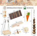 Hamster Chew Toys Set Small Animal Molar Toys Teeth Care Wooden Accessories for Guinea Pigs,Chinchillas,Gerbils,Mice,Rats,Mouse Rodents Toy Swing Seesaw Bridge (Wood)