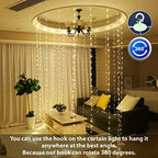 HXWEIYE 300LED Fairy Curtain Lights for Bedroom Warm White, 3mx3m 8 Modes USB Plug in Window Christmas Led String Hanging Lights with Remote for Backdrop Wedding Party Home Garden Outdoor Indoor