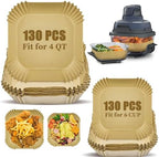 Air Fryer Liners Disposable for Ninja Crispi Air Fryer, 260Pcs Ninja Crispi FN101GY Air Fryer Accessories for 4 QT & 6 Cup Glass Container, Non-Stick Square Food Grade Parchment Paper Liners Unbleach