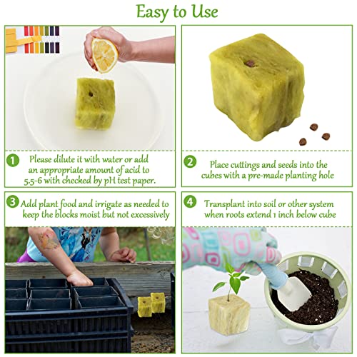 Legigo 2" Rockwool Starter Plugs- Rockwool Grow Cubes Rock Wool Seed Starters Cloning Cubes, Rock Wool Planting Cubes for Hydroponics, Cuttings, Soilless Culture, Plant Propagation (96 Plugs Total)