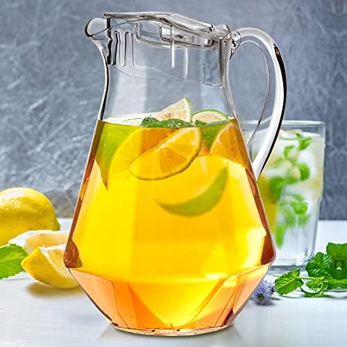 Amazing Abby - Sparkly - Plastic Pitcher (64 oz, 2 Quart), Clear Water Pitcher with Lid, Fridge Jug, BPA-Free, Shatter-Proof, Great for Iced Tea, Sangria, Lemonade, Juice, Milk, and More