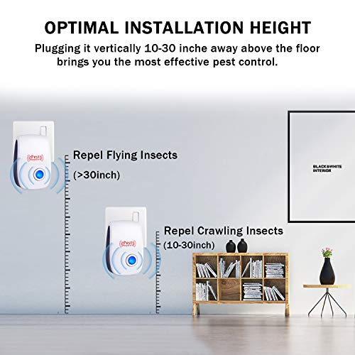 Ultrasonic Pest Repeller 6 Packs, Electronic Plug in Sonic Repellent pest Control for Bugs Insects Roaches Mice Spiders Rodents Mosquitoes