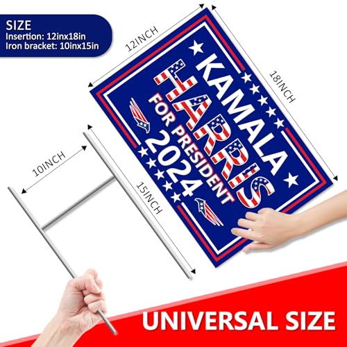 Kamala Harris Yard Sign,18x12In Harris Waltz 2024 Double-Sided Kamala Harris For President Yard Signs With H-Stakes Political Voted For Democratic Sign For Outdoor Garden Lawn Parade Rally Decoration