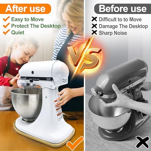 Bamboo Mixer Slider for KitchenAid 4.5-5 Qt Tilt-Head Stand Mixer, Appliance Sliding Mat Pad, Kitchen Countertop Storage Accessories Mixer Moving Tray Board Attachments, Kitchen Aid Mixers Accessories
