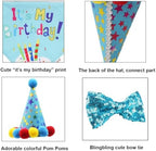 ADOGGYGO Dog Birthday Bandana Scarf and Dog Girl Boy Birthday Party Hat with Cute Dog Bow Tie for Small Dog Cat (Small, Blue)