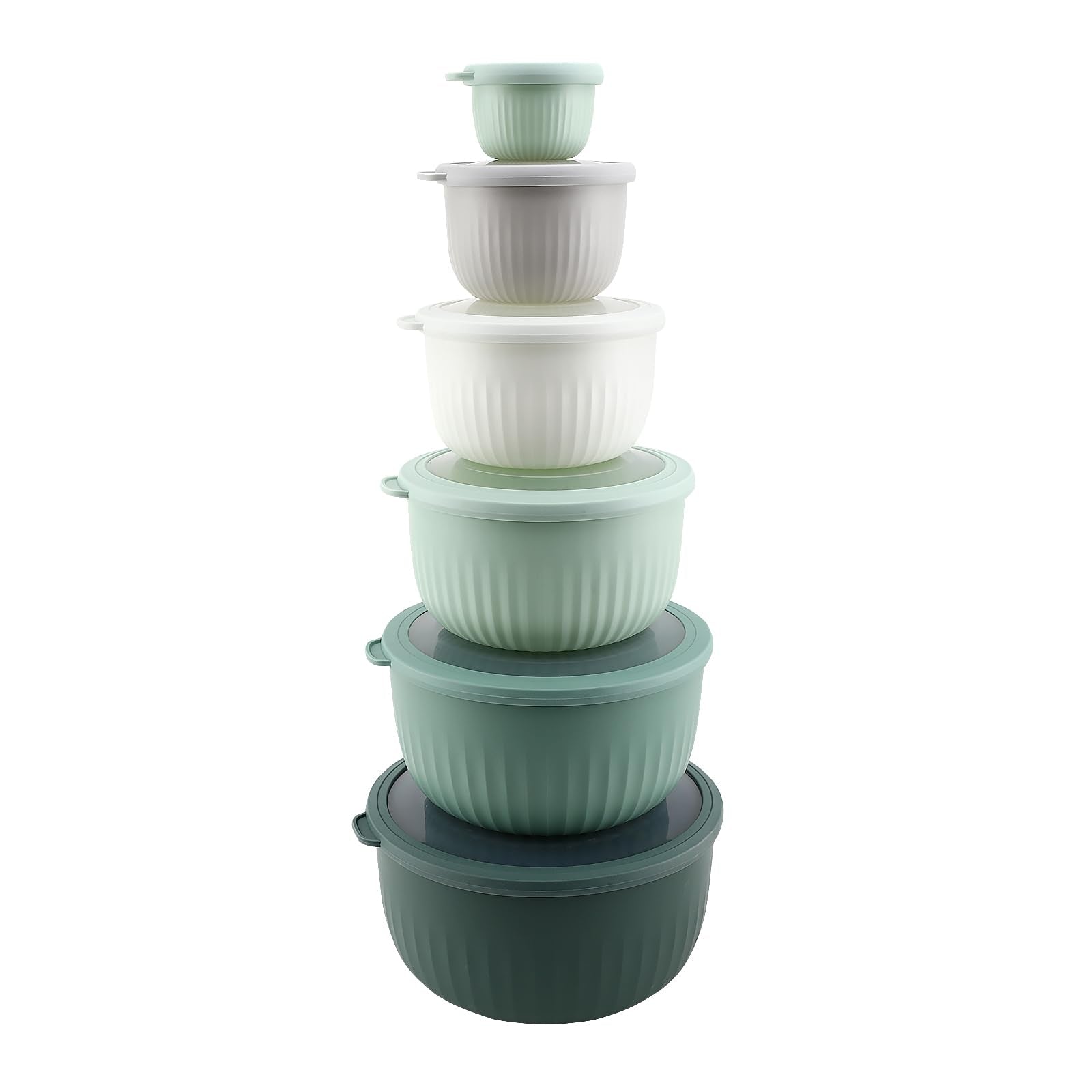 COOK WITH COLOR Prep Bowls with Lids- Wide and Deep Nesting Plastic Small Mixing Bowl Set with Lids, 12 Piece Set - Deep Bowls, Sage