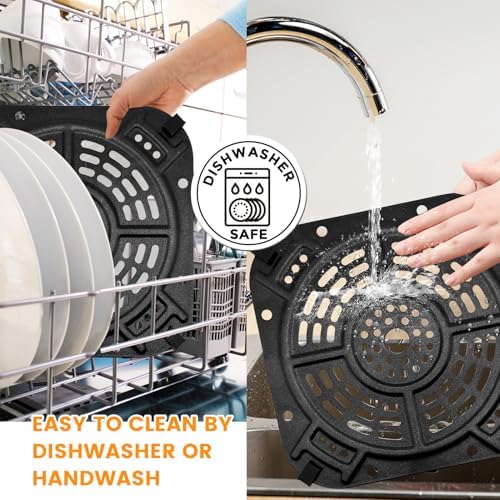 GWY Air fryer Replacement Parts for Ninja AF141 Air Fryer Pro 4-in-1 5 QT, 8.5''×8.5'' Air Fryer Grill Pan Grill Plate Crisper Plate Accessories Tray Rack with Rubber Bumpers, Dishwasher Safe