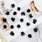 SuPoo Claw Hair Clips for Girls - 20pcs Black Mini Flower and Octopus Clips for Thin, Short Hair - 1.1 Hair Styling Accessories & School Gifts