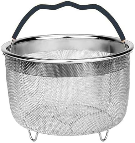 Instant Pot Steamer Basket, Stainless Steel Steamer Basket Mesh Strainer for 6 Qt Instant Pot Pressure Cookers Accessories with Handle (Black)