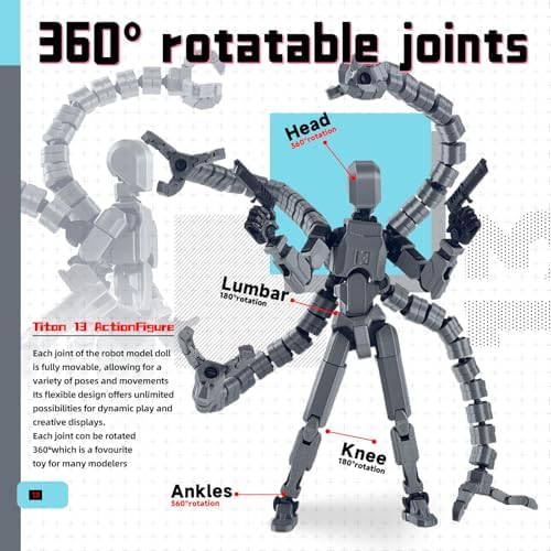 Already Assembled T13 Action Figure Accessories,Dummy 13 T13 Multi-Jointed Movable,for Collectors Desktop Decorations t-13 Movability 3D Printed Toys (Gray)