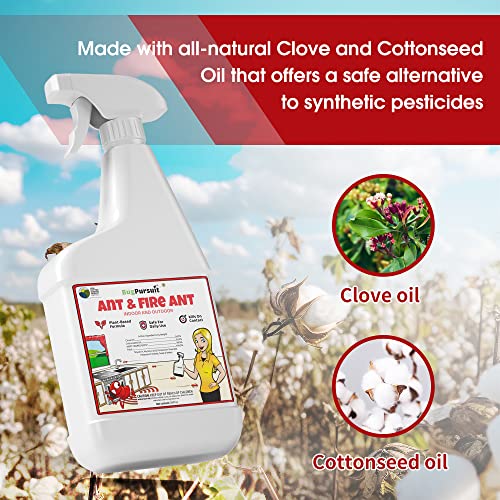 BugPursuit 24oz Ant Killer use for Indoor and Outdoor, Effective, Non-Staining, Ants,Fire Ants, and Other Insect Killer, Ant Spray Safe for Pets and Kids,Non-Toxic, 100% USDA Biobased, Made in USA
