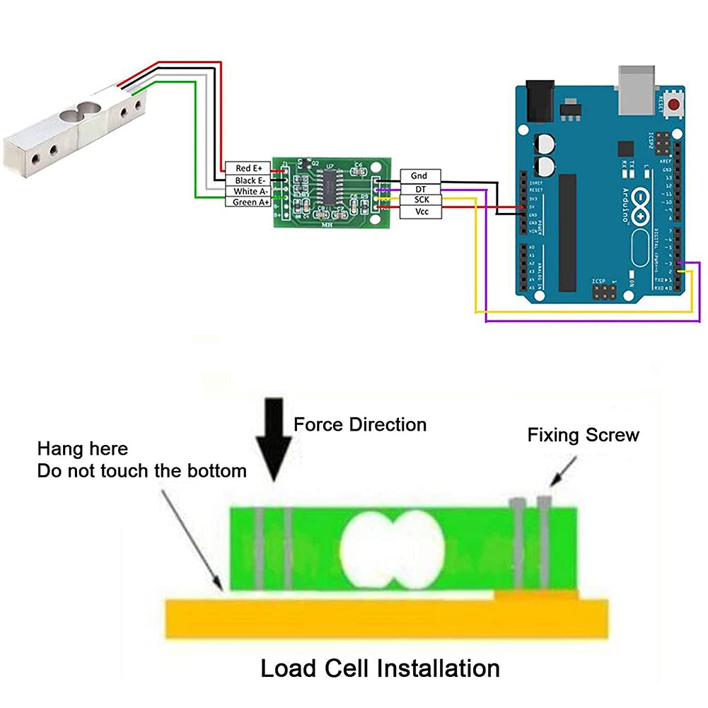 2 Sets Digital Load Cell Weight Sensor + HX711 ADC Module Weighing Sensor for Arduino DIY Portable Electronic Kitchen Scale Kit (5kg, HX711)