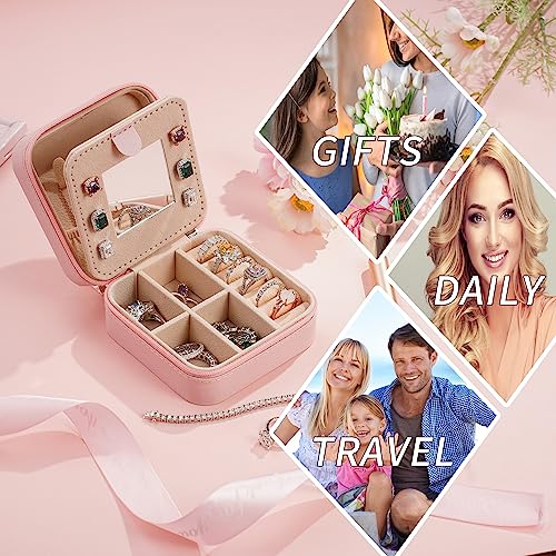 Parima Travel Jewelry Organizer Stocking Stuffers - Sturdy and Trendy Jewelry Box for Girls, Jewelry Case Ideas, Teen Girls Gifts Trendy Stuff, Birthday Christmas Gifts for Women Girls, Letter A, Pink