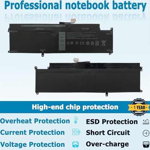 XCNR3 Laptop Replacement Battery for Dell Latitude 13 7370 Ultrabook Series 0XCNR3 WY7CG MH25J 7.6V 34WH/4250MAH 4-Cell