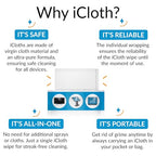 iCloth for Electronics | Monitor Cleaner and TV Screen Cleaner Wipes: Individually Sealed specially formulated alcohol wipes Easily Lifts Oil, Grease, Fingerprints, Makeup - Use as TV Screen Cleaner