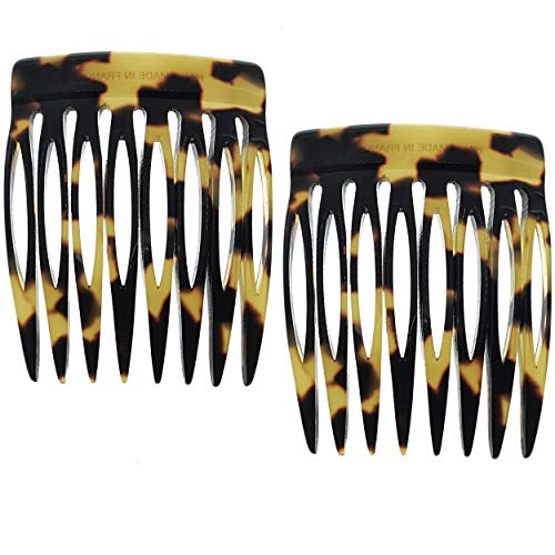 Camila Paris CP2008/2 French Hair Side Comb Handmade Small Tokyo French Twist Hair Combs Decorative, Strong Hold Hair Clips for Women Bun Chignon Up-Do Styling Girls Hair Accessories, Made in France