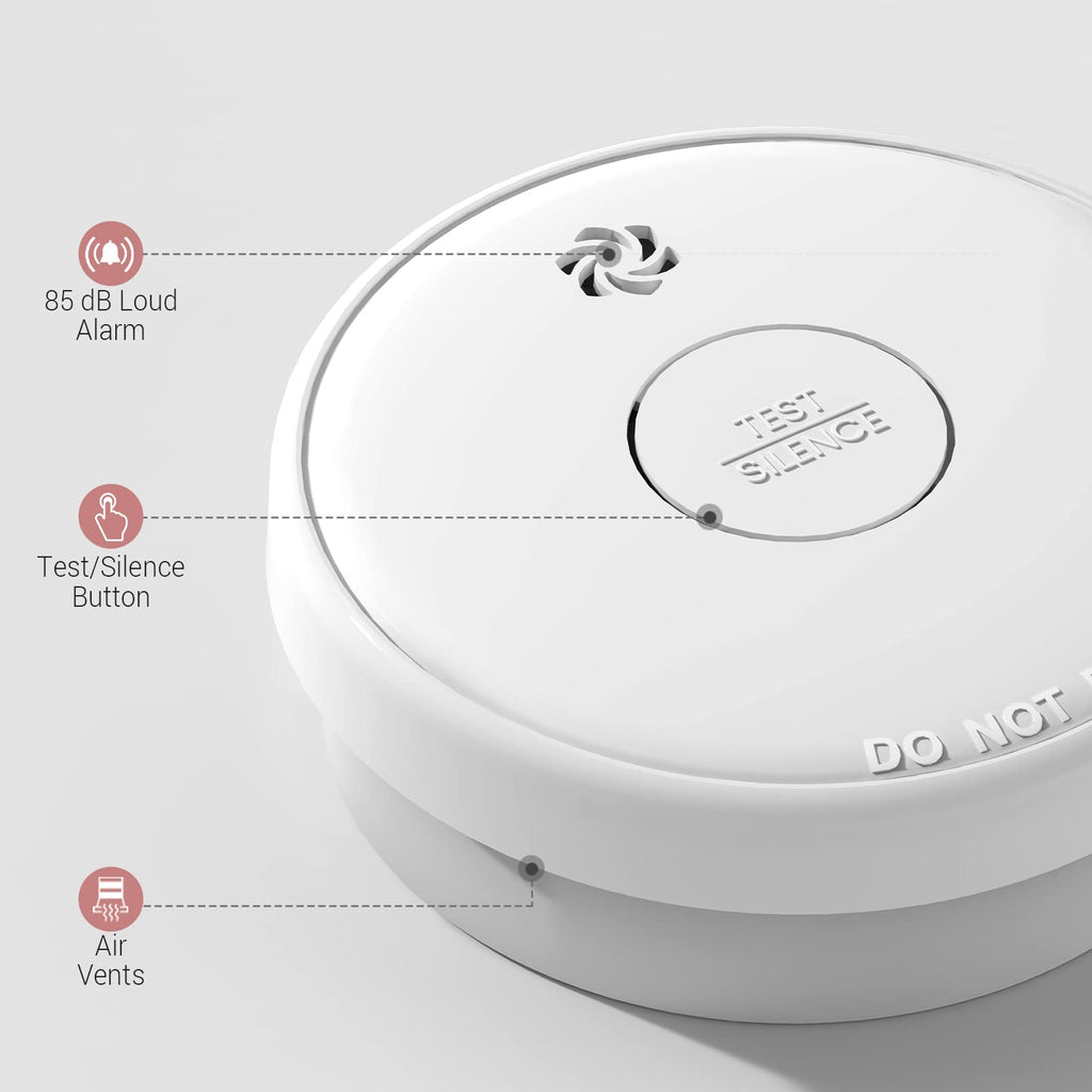 Fire Alarms Smoke Detectors, Smoke Alarm Battery Operated,Fire Alarm with Test Button & Low Battery Signal, Photoelectric Technology Fire Detectors for Bedroom and Home (2 Pack)